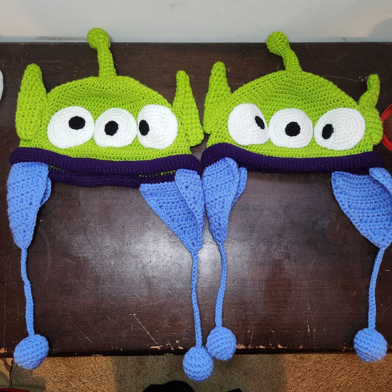 Toy Story Alien Crochet Hats Handmade Disney Pixar - Lot Of 2