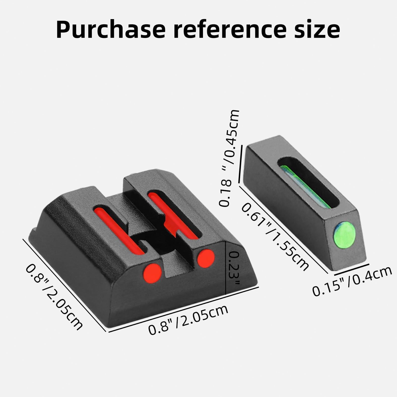 TRSAIM No-Tritium Fiber Optic Red/Green Sights for Pistol Taurus G2C, Black