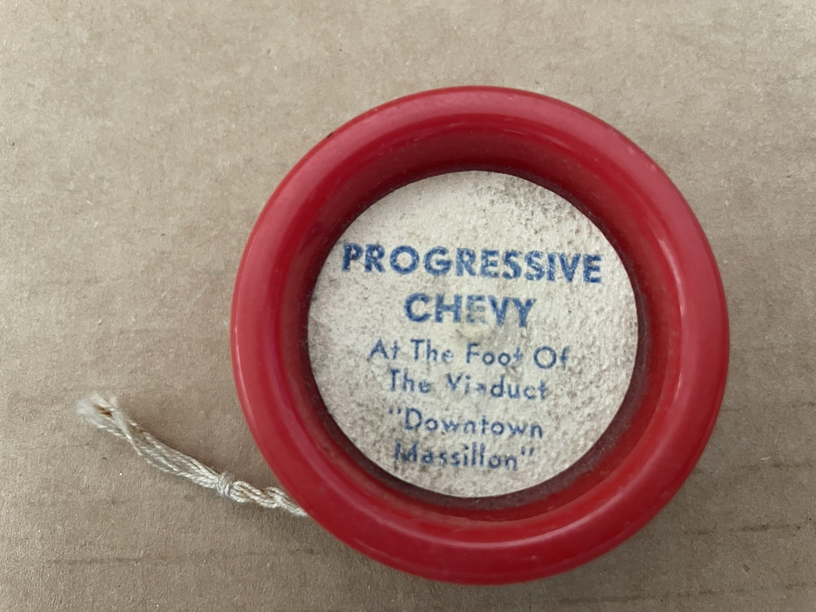 Vintage PROGRESSIVE CHEVY At Foot of Viaduct DOWNTOWN MASSILLON Yo-Yo OH