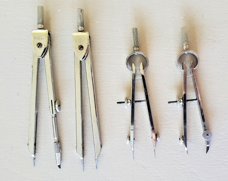 4 x Vintage E.H. Ltd Draughtsman's  Compasses & Dividers Usable Collectors Items