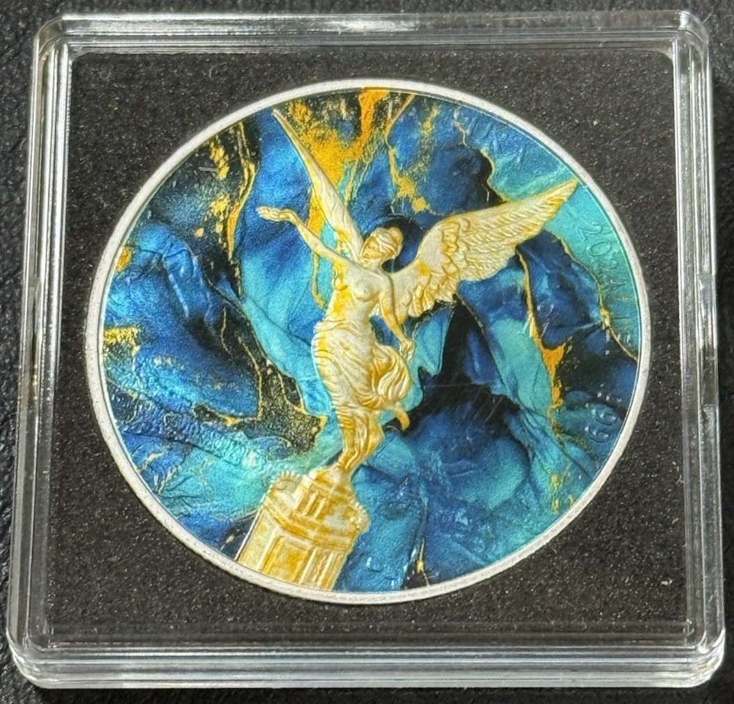 2024 1 Oz .999 Silver Mexico Libertad Deep Sea Marble Imperial Edition Coin!!