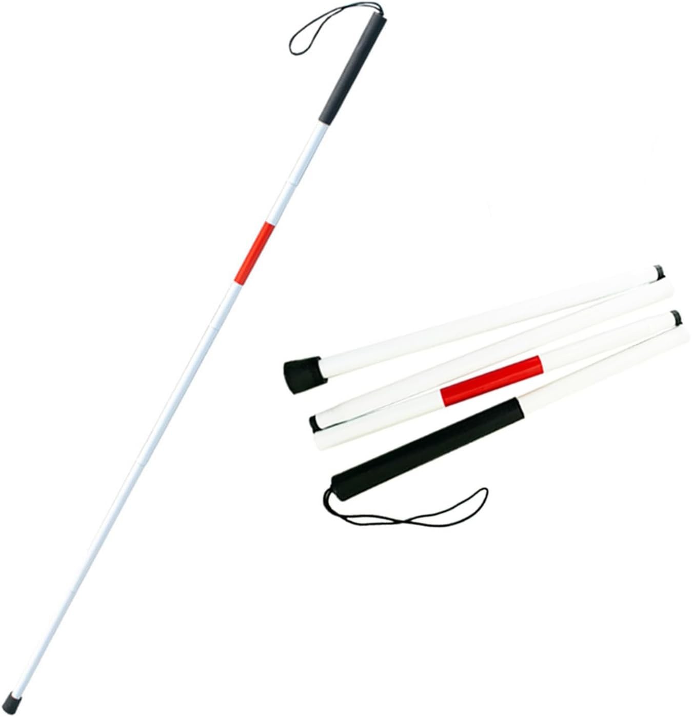 GOESUP Folding Walking Cane Stick Reflective Red for The white， black， red