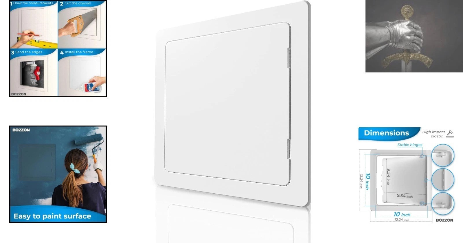 10x10 Waterproof Access Panel - Durable White Plastic Access Door for Drywall