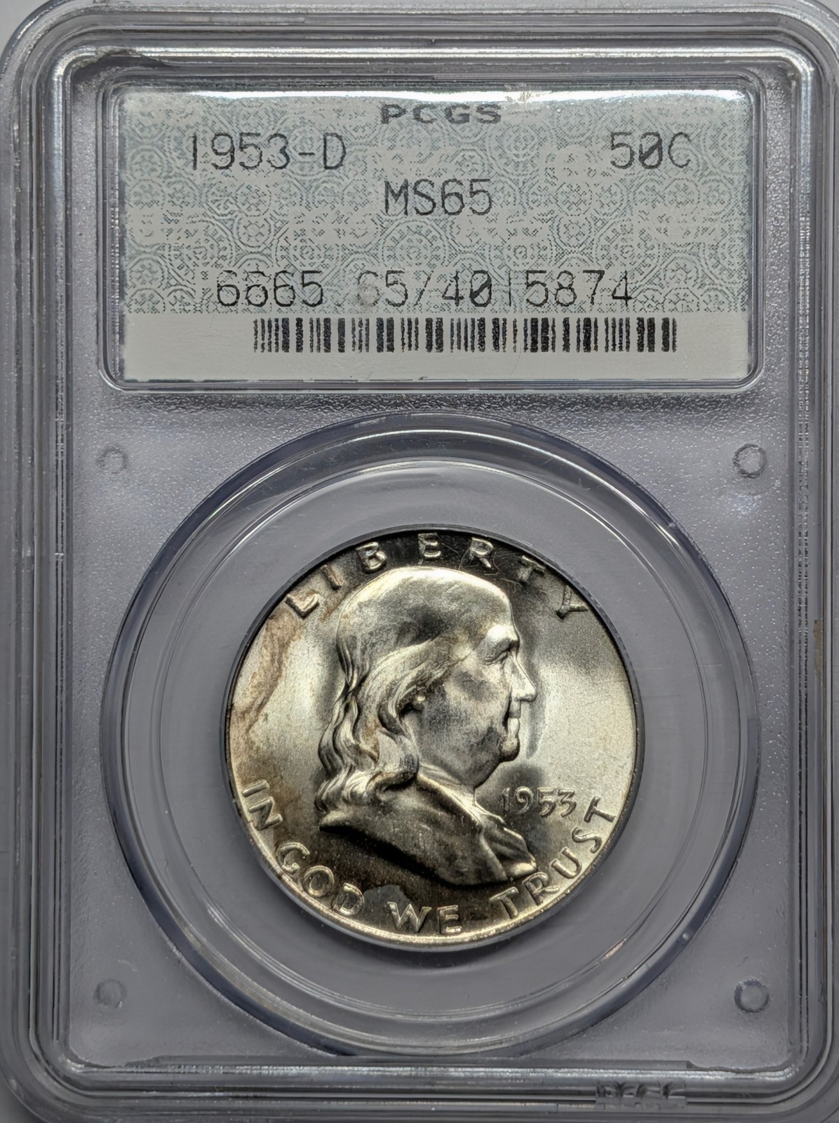 1953 D MS65 PCGS Franklin Half Doily