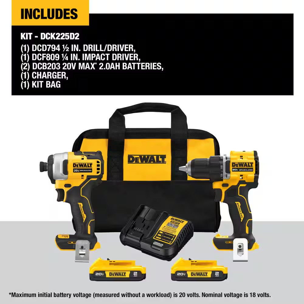 ATOMIC 20-Volt MAX Lithium-Ion Cordless Combo Kit (2-Tool) with (2) 2.0Ah Batter