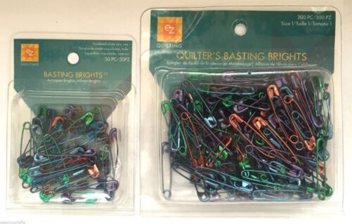 EZ Quilting Basting Pins Silver Nickel Coloured x50 x200 Safety pins