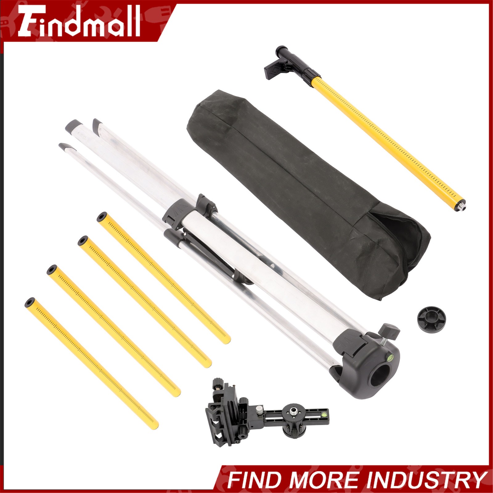 Findmall 12Ft/3.7M Telescoping Laser Level Pole with Tripod & Laser Mount