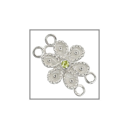Sterling Silver Hook & Eye Butterfly 2-Strand Clasp w/CZ Olive Green #51293