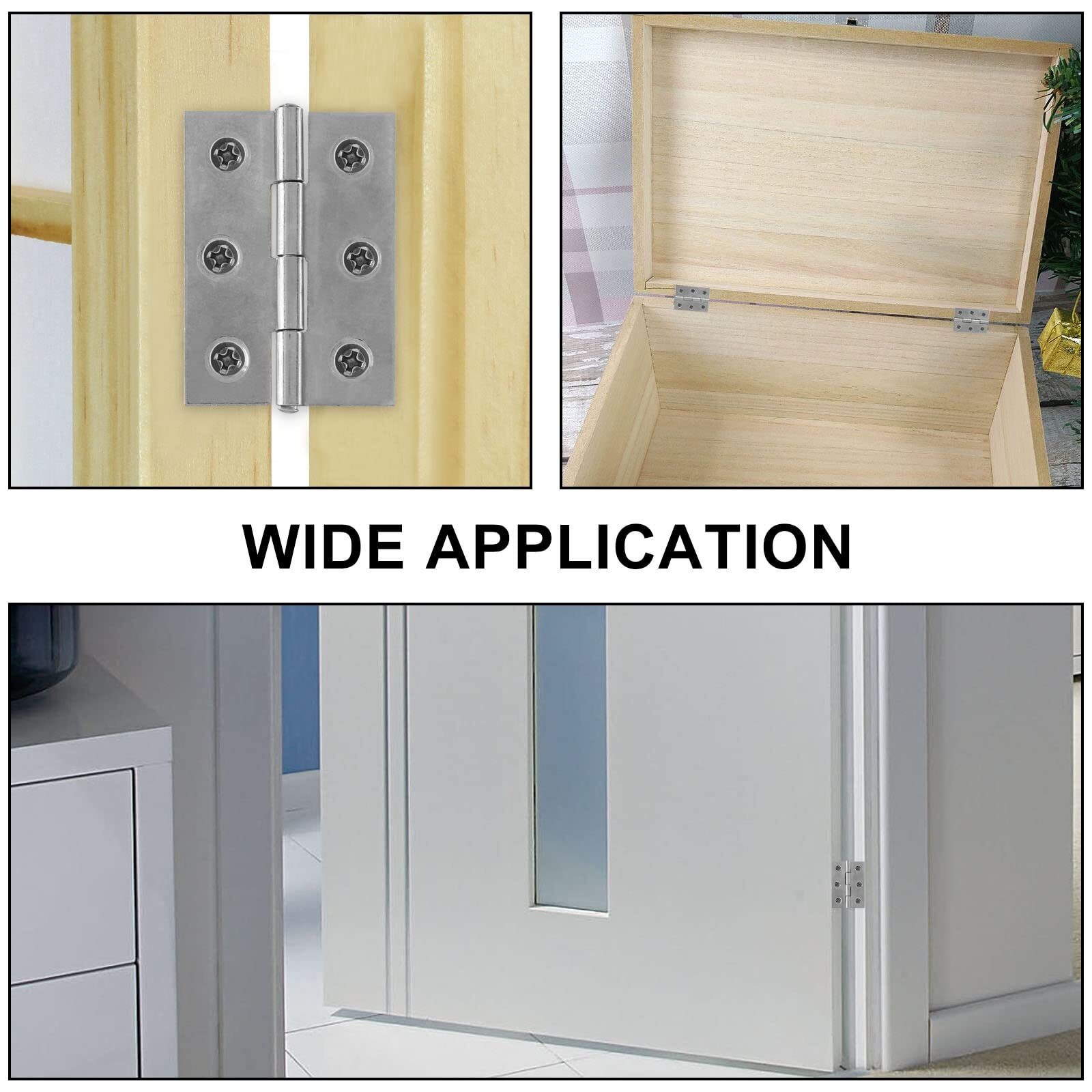 12 Pack 2.5 Inch Door Hinge Silver Butt Hinges with Mounting Screws