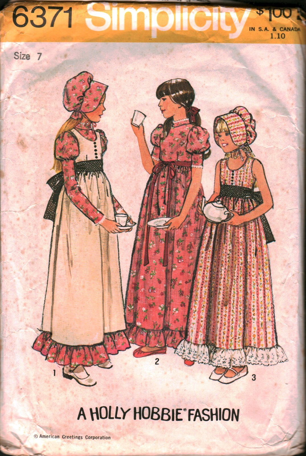 6371 Vintage Simplicity Sewing Pattern Girls Dress Jumper Bonnet Holly Hobbie 7
