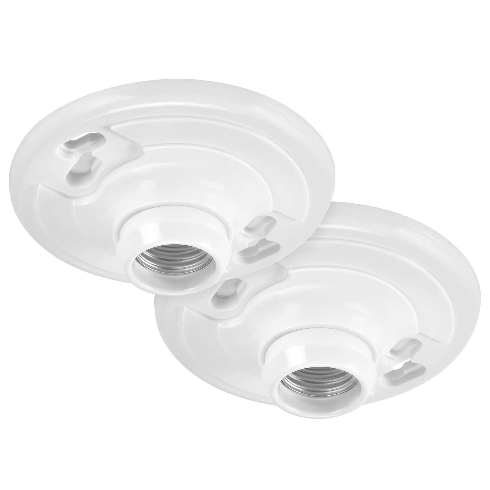 Keyless Light Socket, E26 Ceiling Fixture, White, 2 Pack