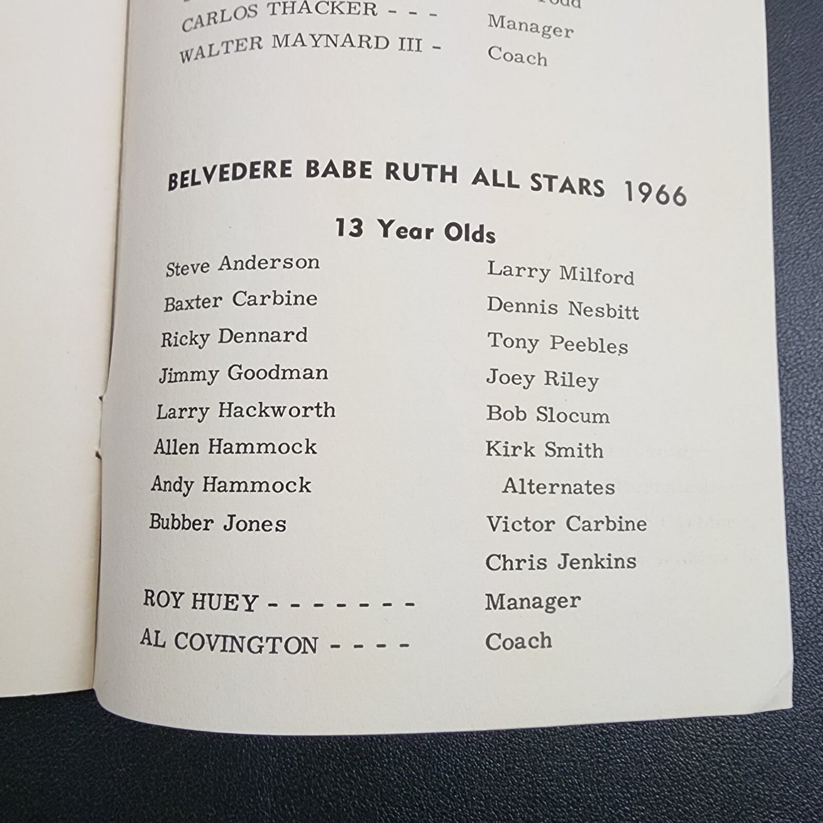 Vintage 1966 Babe Ruth Tournament Program Booklet-Dekalb Co. Georgia