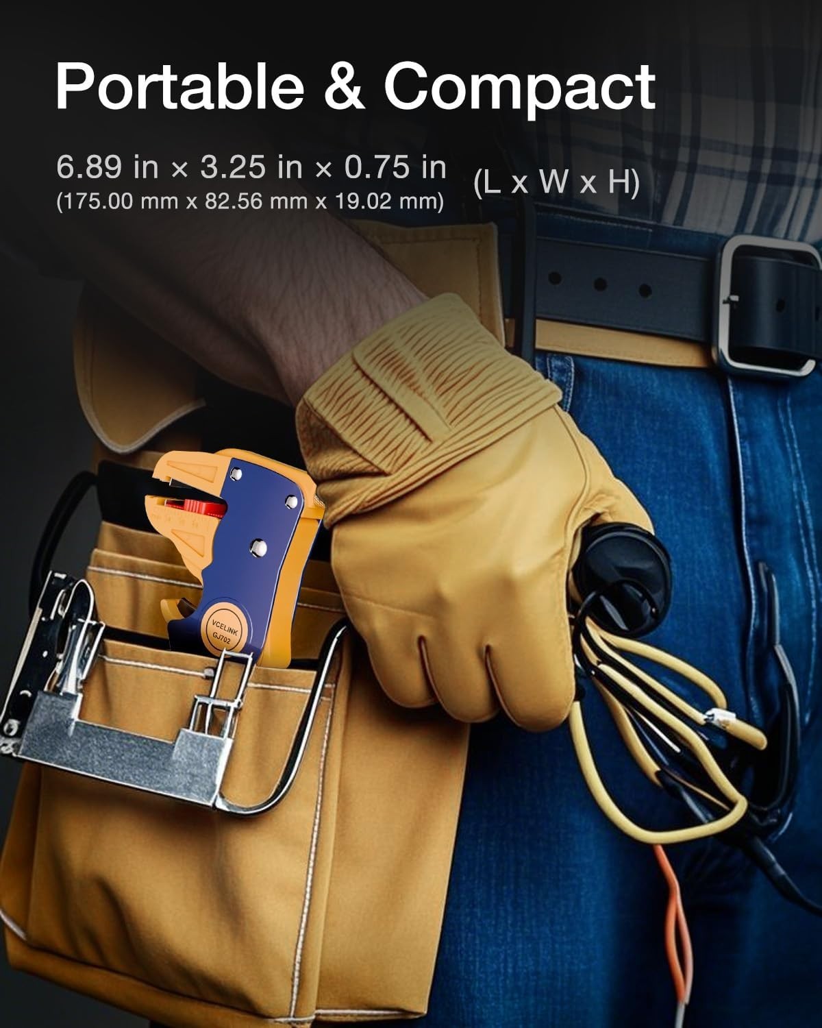 Professional 7-Inch Wire Stripper & Cutter: Compact Self-Adjusting Tool in Blue