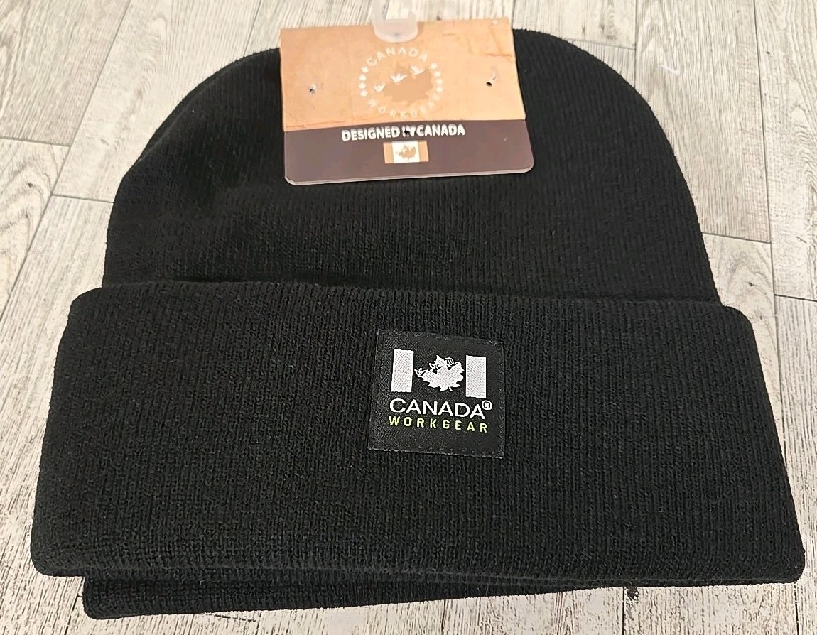 Canada Work Gear Beanie Hats 2pk Cuff Black Knit Mens NEW