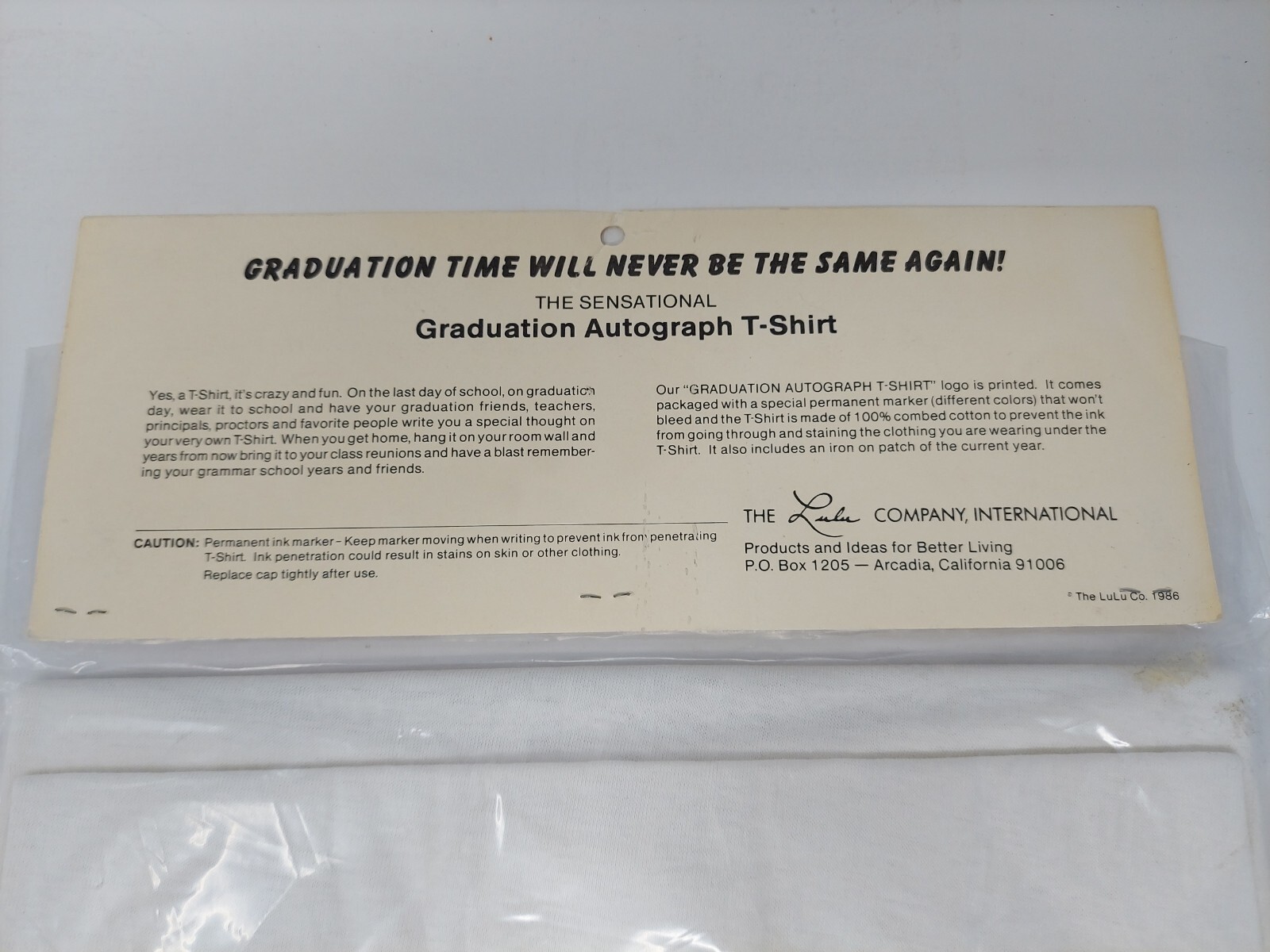 Vintage The LuLu Co. 1986 Graduation Autograph T-Shirt Size M