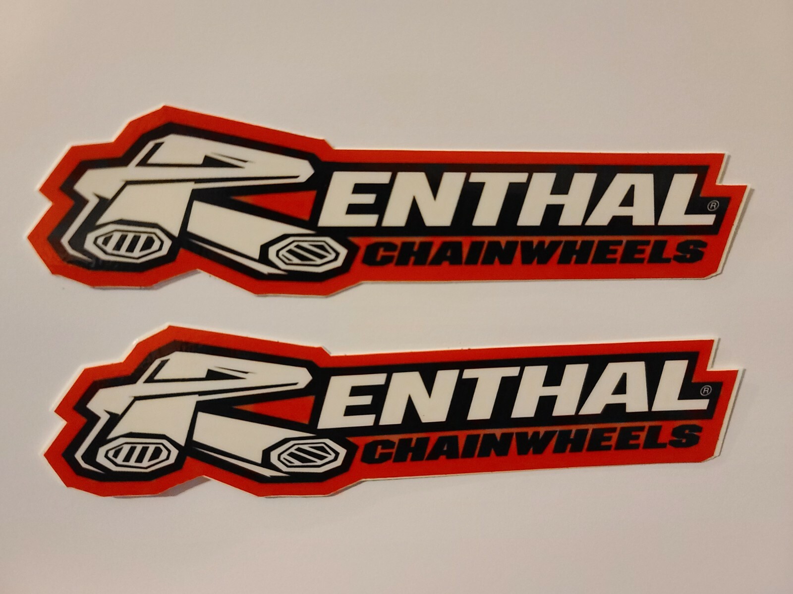 Two Renthal Racing Decals Stickers Chainwheels Chain Sprocket Handlebars Grips