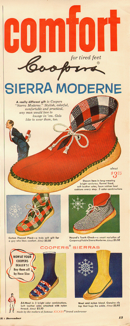 1947 vintage AD, Cooper's 'Sierra Moderne' Lounge Shoes and Slippers -111413