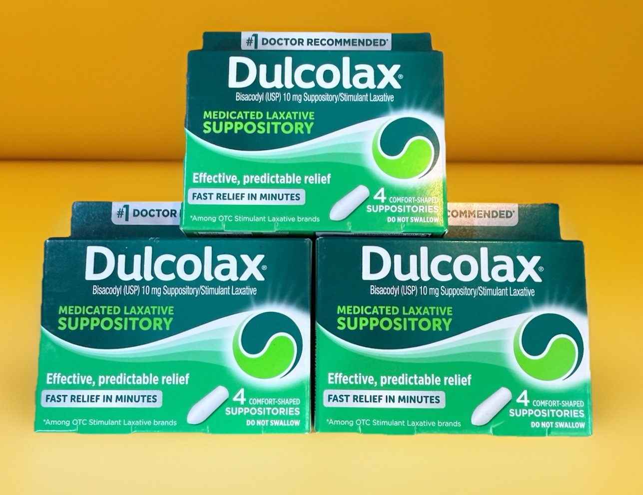3 Pack Dulcolax Bisacodyl USP 10mg Laxative Suppositories 4ct X3
