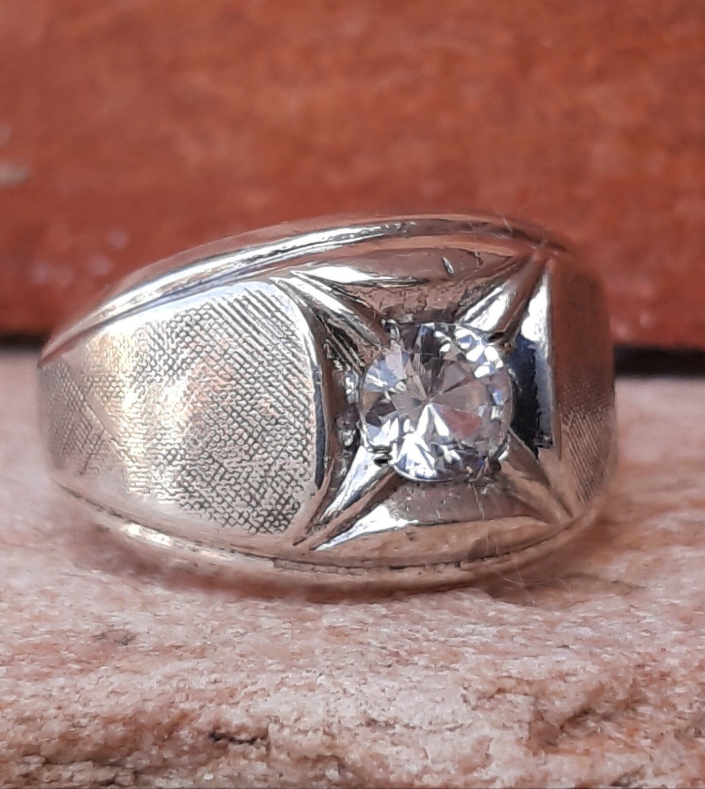 MENS 925 SILVER RING Ring Man SOLITAIRE ZIRCON TAGl BRILLIANT $