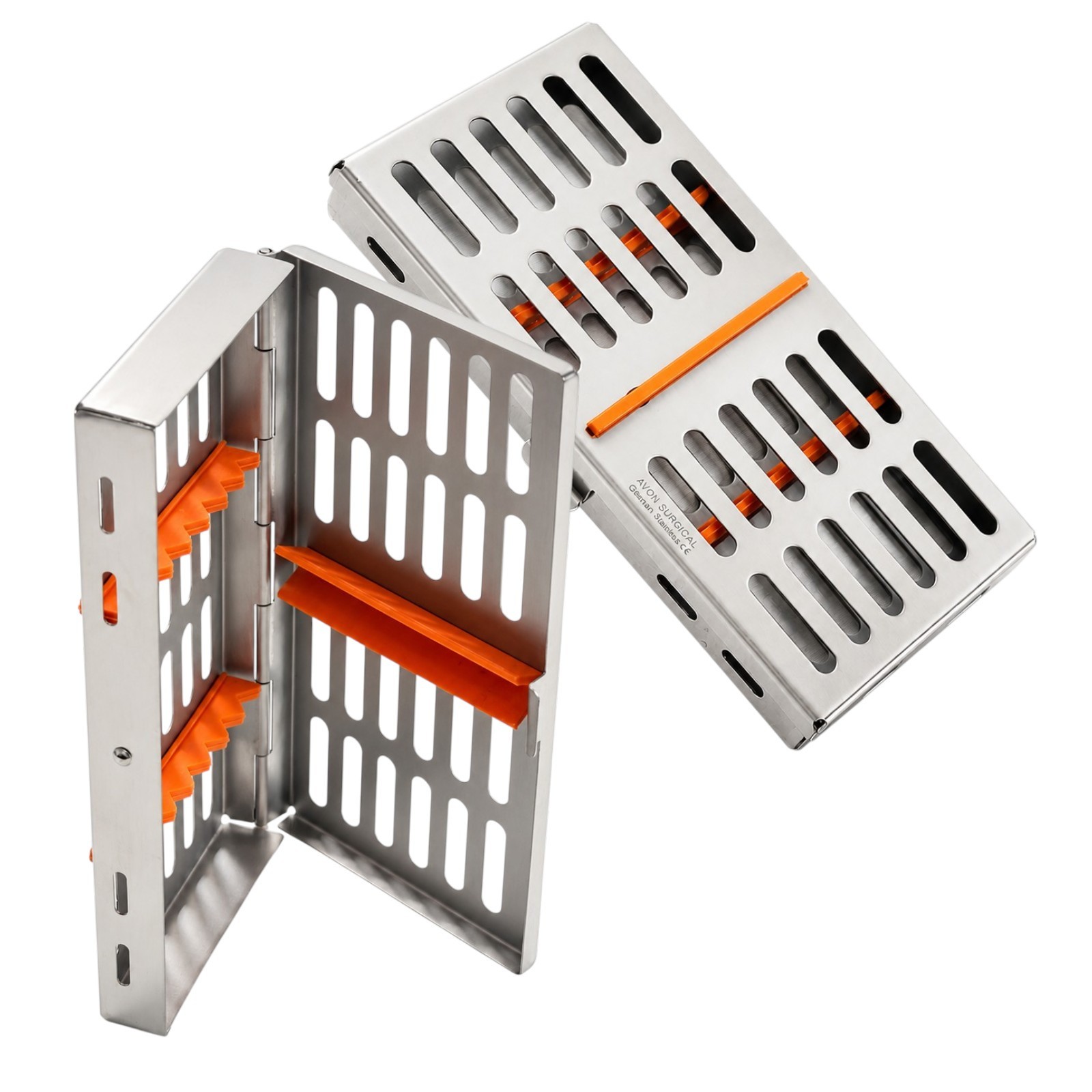 2 GERMAN DENTAL AUTOCLAVE STERILIZATION CASSETTE RACK BOX TRAY FOR 7 INSTRUMENT