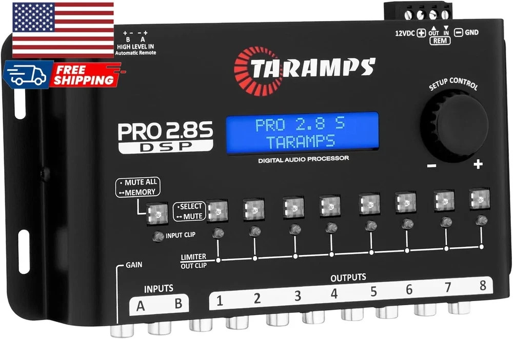 Taramps Pro 2.8S DSP Crossover Full Digital Signal Audio Processor and Black