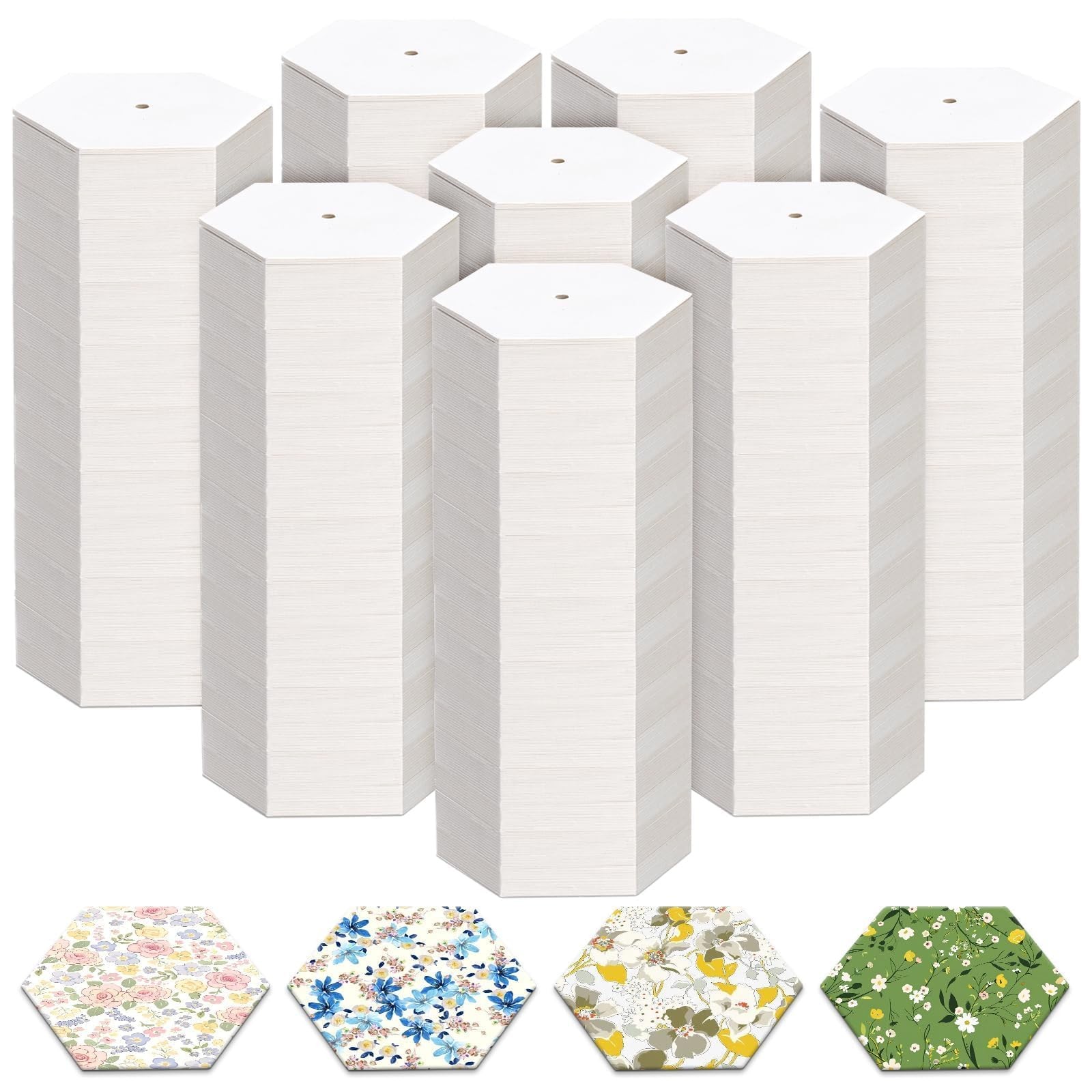 White Hexagon Piecing Paper Templates Quilting Patchwork 1 Inch 2400 PCS