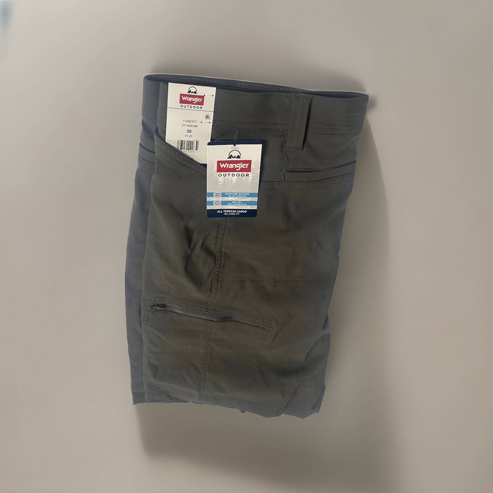 Wrangler Men's Cargo Shorts Relaxed Fit Stretch Smoke Gray Size 38