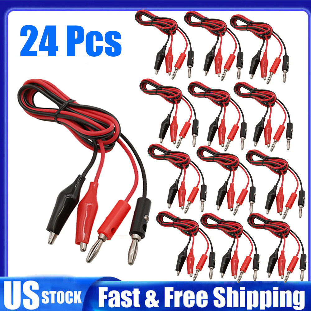 24PCS Double Ended Crocodile Wire Alligator Clip Electric Test Cable Connector