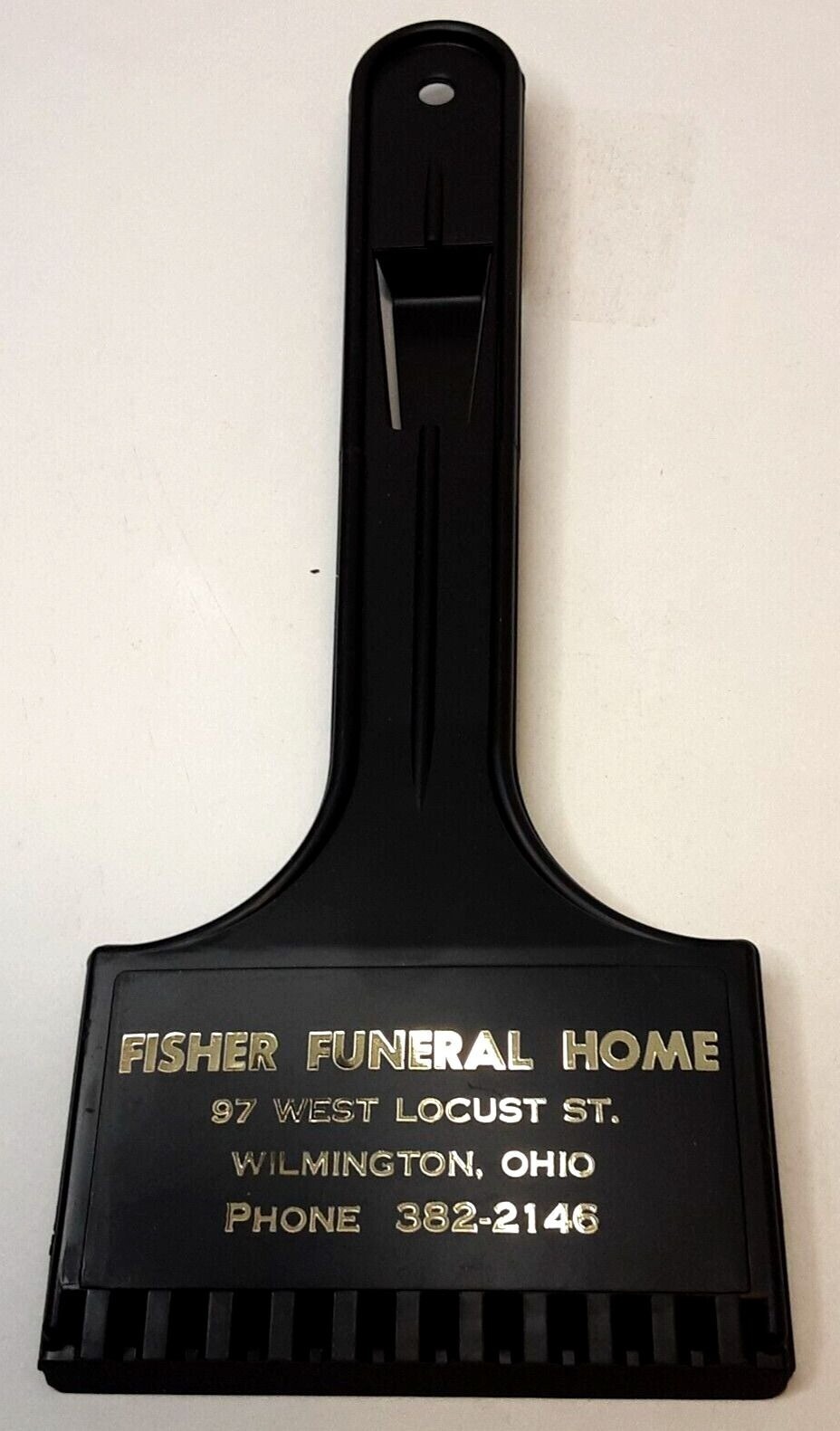 Fisher Funeral Home Wilmington Ohio Windshield Ice Scraper Advertisement