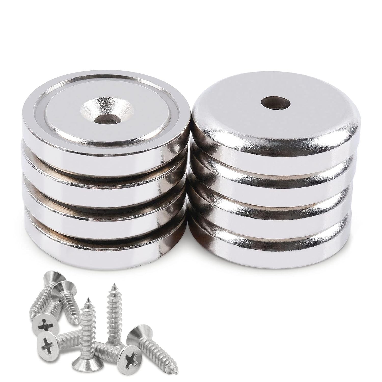 Strong Neodymium Magnets, 25 LBS round Base with Holes, 0.79" Countersunk Ring M