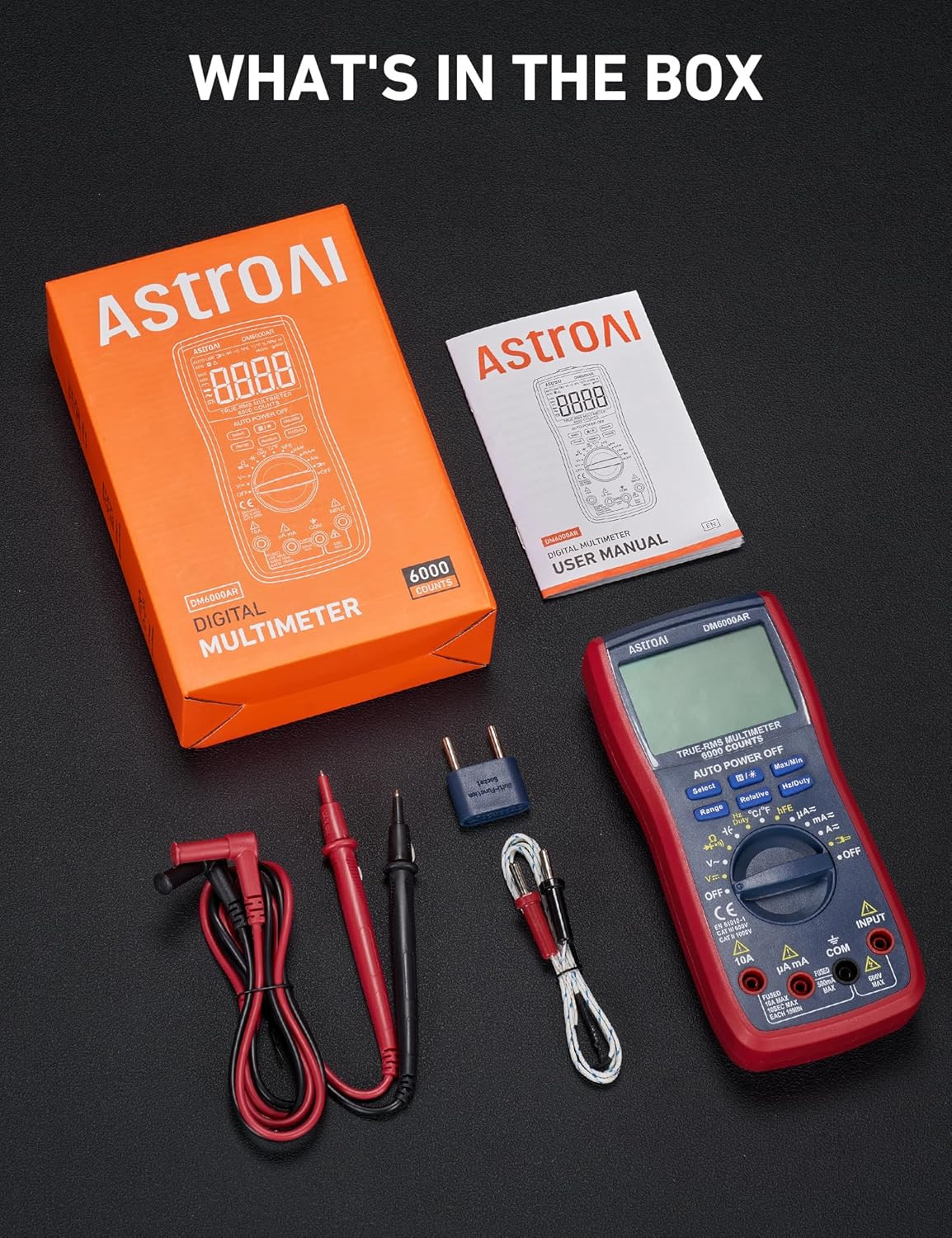 Astroai Digital Multimeter, True RMS 6000 Counts Auto-Ranging Volt Meter for Aut