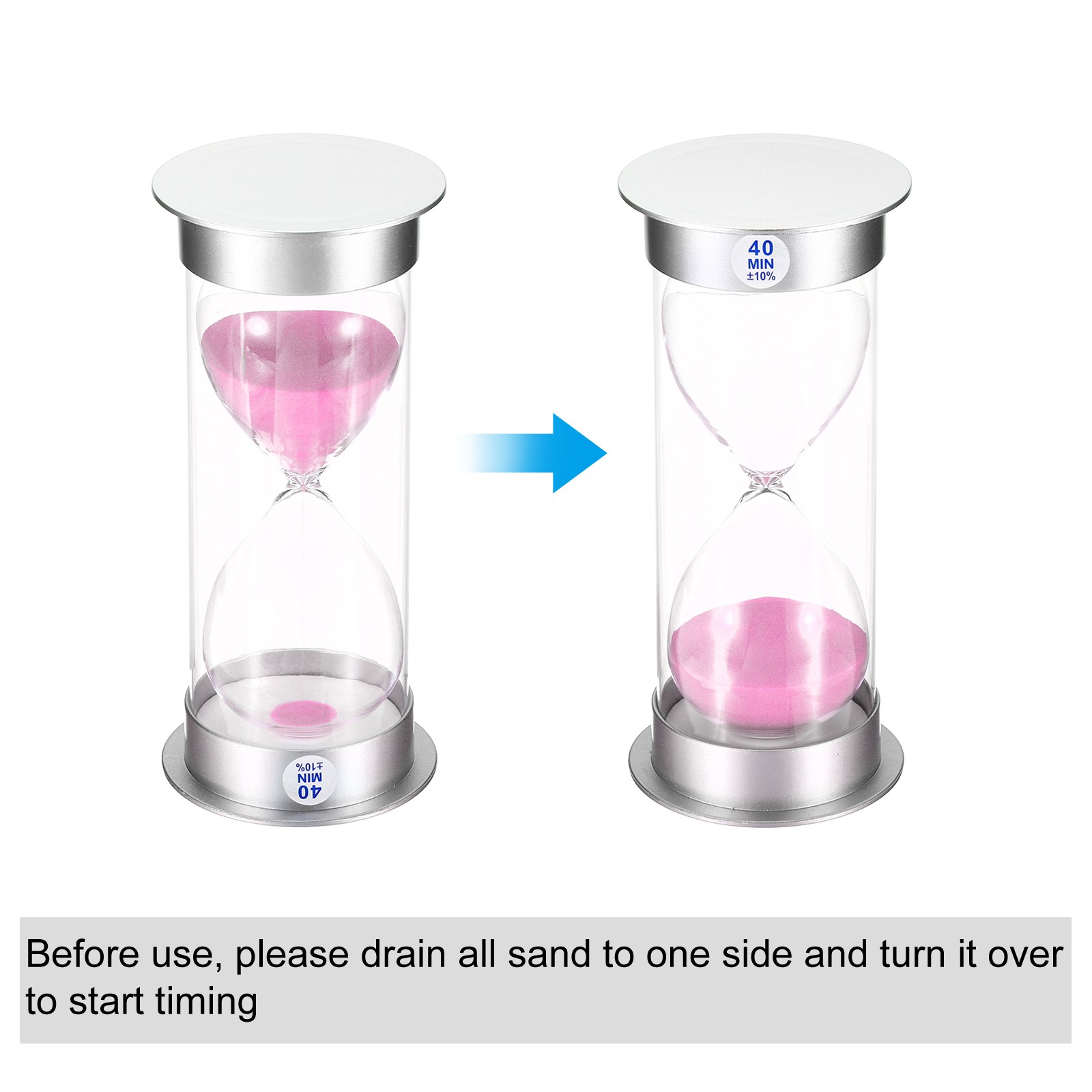 40 Minute Sand Timer, Sandy Clock Count Down Sand Glass, Pink Sands