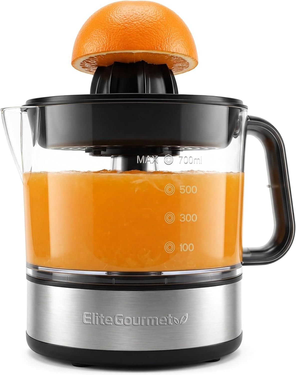 Elite Gourmet 40W Electric Citrus Juicer - Pulp Control, Easy Clean Design, 24oz