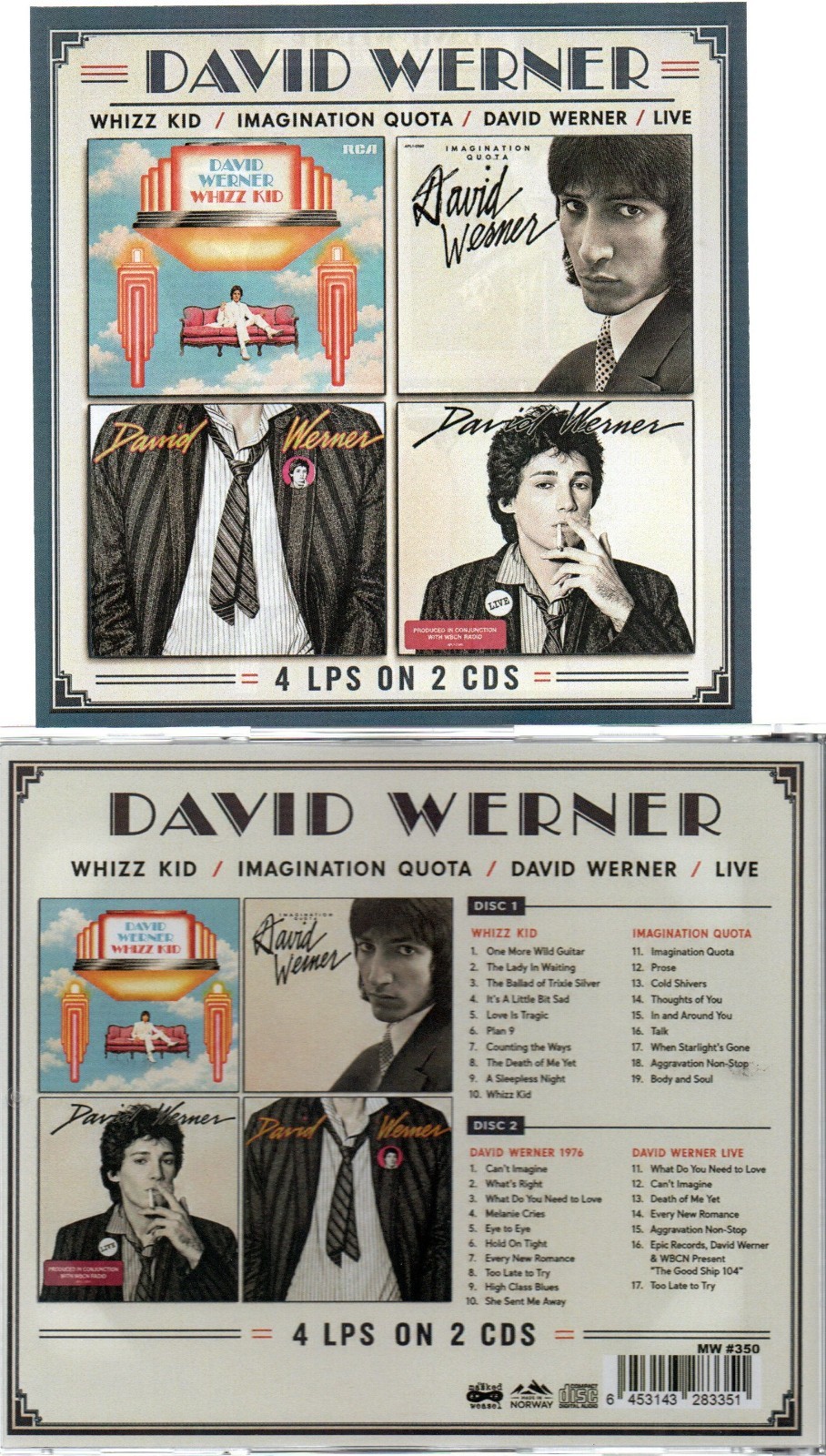 DAVID WERNER WHIZZ KID/IMAGINATION QUOTA/DAVID WERNER/LIVE-4 LPS ON 2 CDS IMPORT