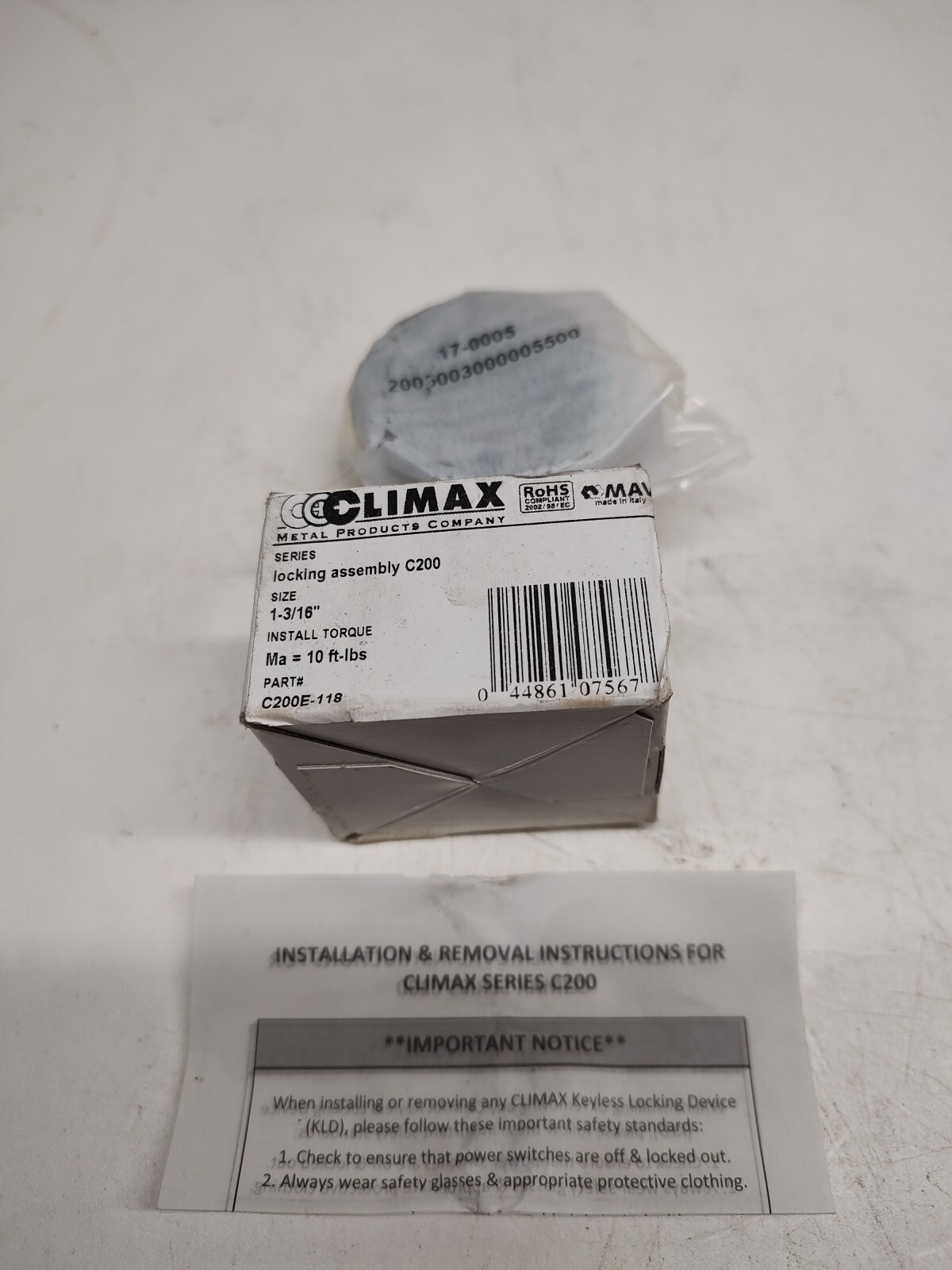 NEW C200E-118  Climax  1.187" x 2.159"  1-3/16" Bore Keyless Locking Assembly