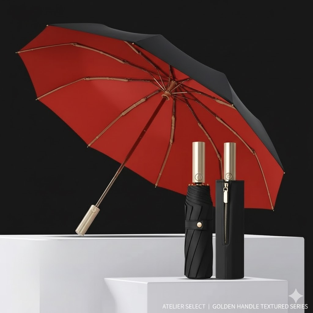 Executive 41" Gold Handle Umbrella | 1.17 lbs Heavy-Duty | 10-Rib Auto