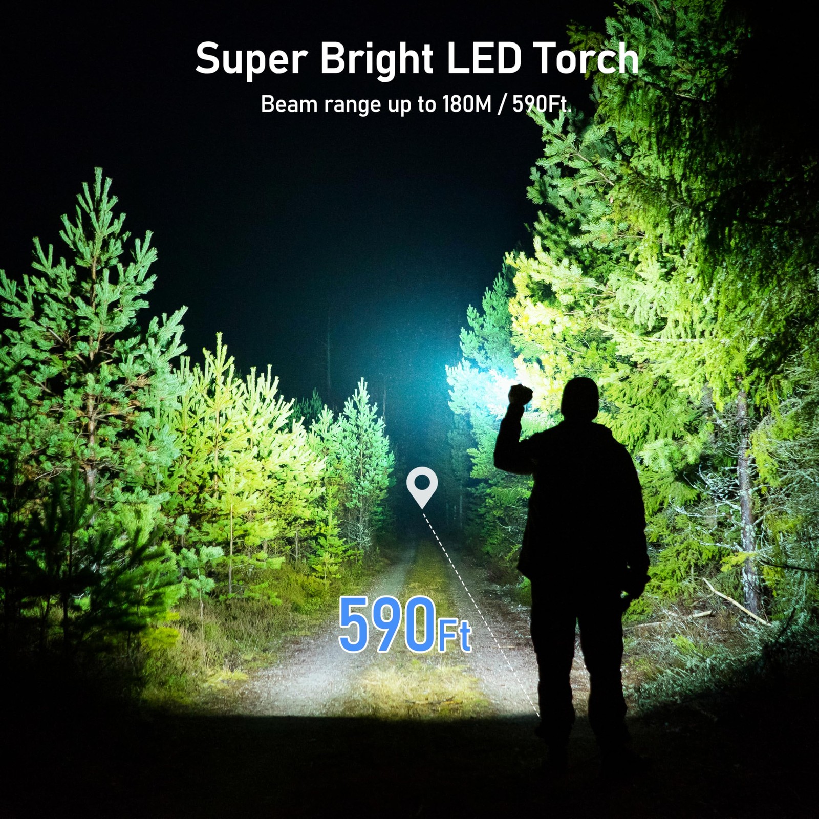 Blukar Rechargeable Flashlight, High Lumens Super 1 Pack, Black