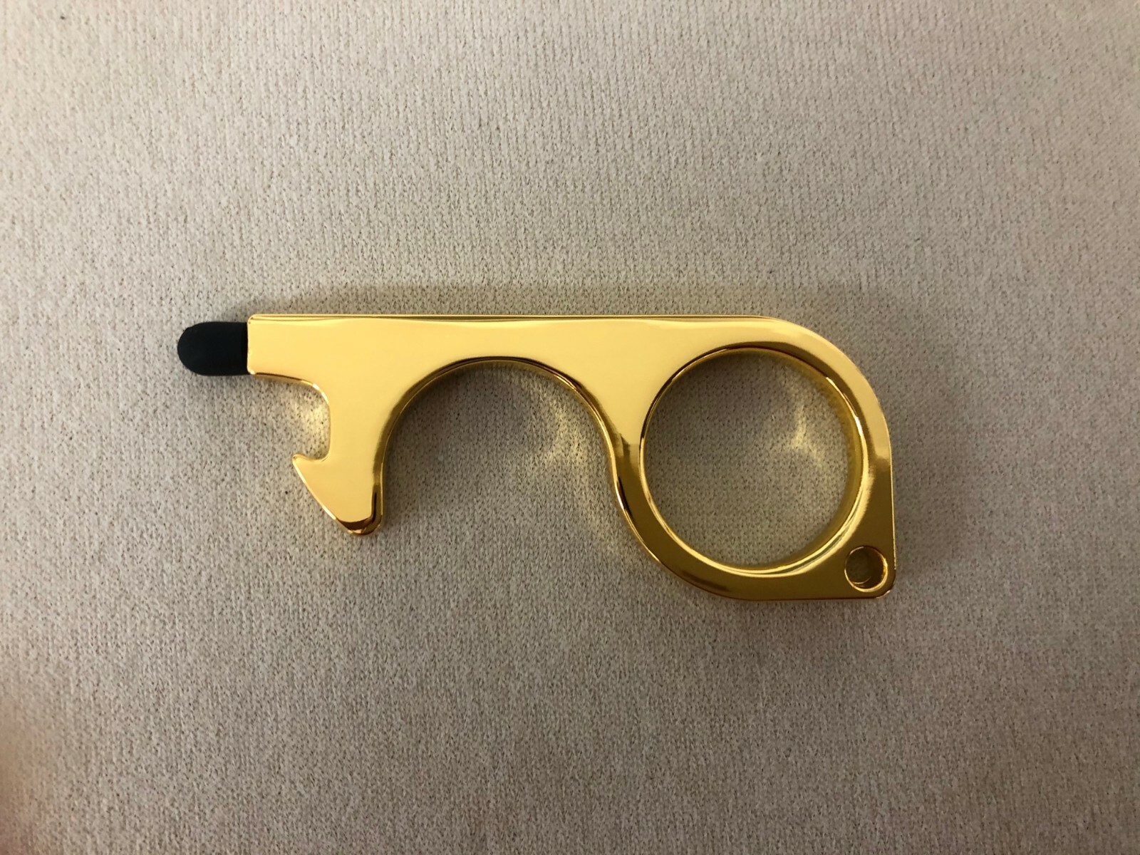 Key Chain Germ Free Hand Tool with Rubber Tip in Gold Color