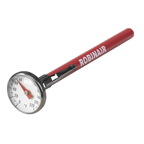 Robinair 10597 Dial Thermometer, 0 to 220° F, 1 in Dial Face