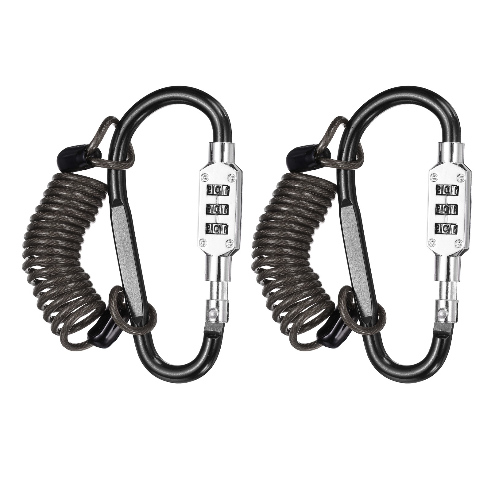 2 Set 3.3Ft Cable Lock Steel Safety Cable with 3.8" Combination Lock Black