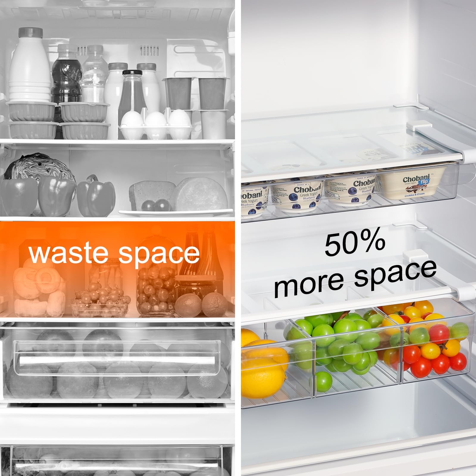 Bronkeeper PullOut Fridge Drawer Organizer Under Shelf Storage Bins for Refr...