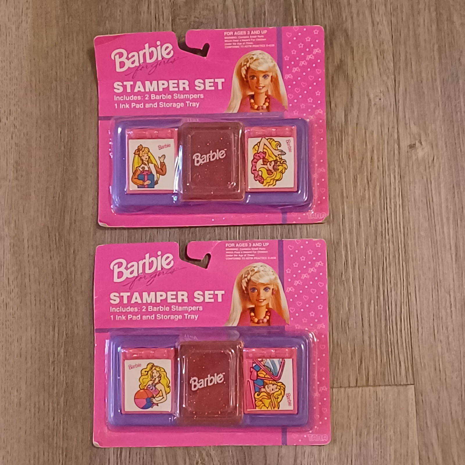Vintage 1994 BARBIE FOR GIRLS STAMPER SET W/ INK PAD Tara Toy Corp Mattel 17410