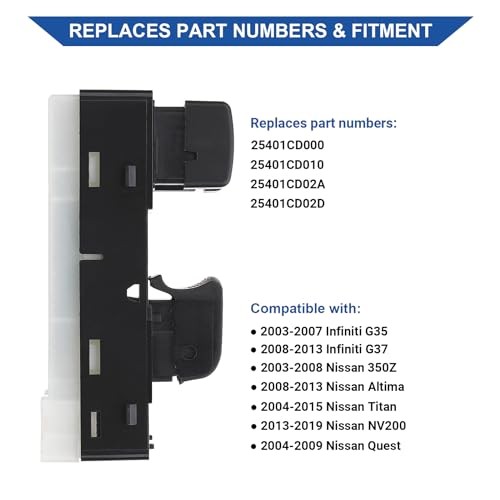 Window Master Switch Compatible with 2003-2008 Nissan 350Z / 2008-2013