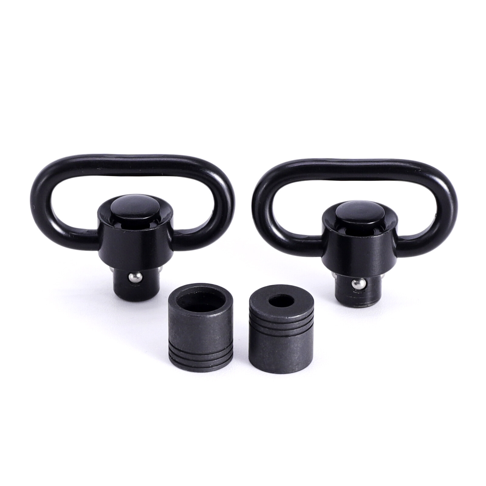 2Pack 1/1.25 inch QD Tactical Push Button Sling Swivel Loop Mount Adapter Black