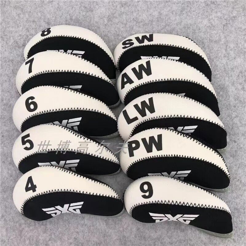 Classic PXG 10PCS Golf club Iron head cover Black + White style /.2 4-9 PLAS/W