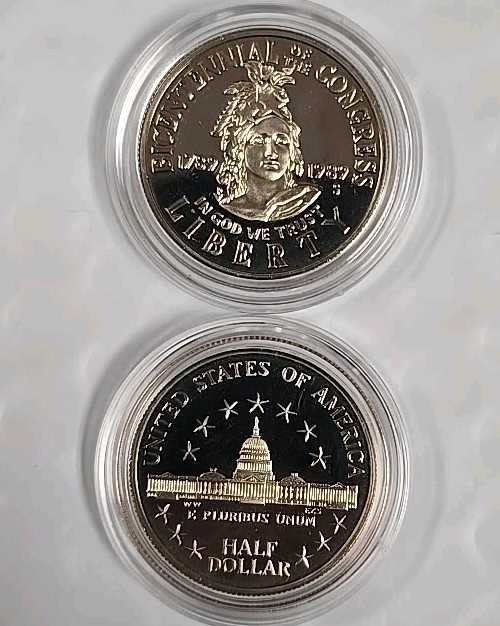 CS.589SCBCFP US MINT COMMEM 50C YEAR 1989-S CONGRESS CAM PROOF NO COA/BOX FRESH!