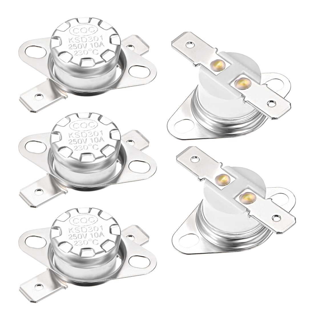 5Pcs Temperature Control Switch Thermostat 230°C 10A NC 6.3mm Pin