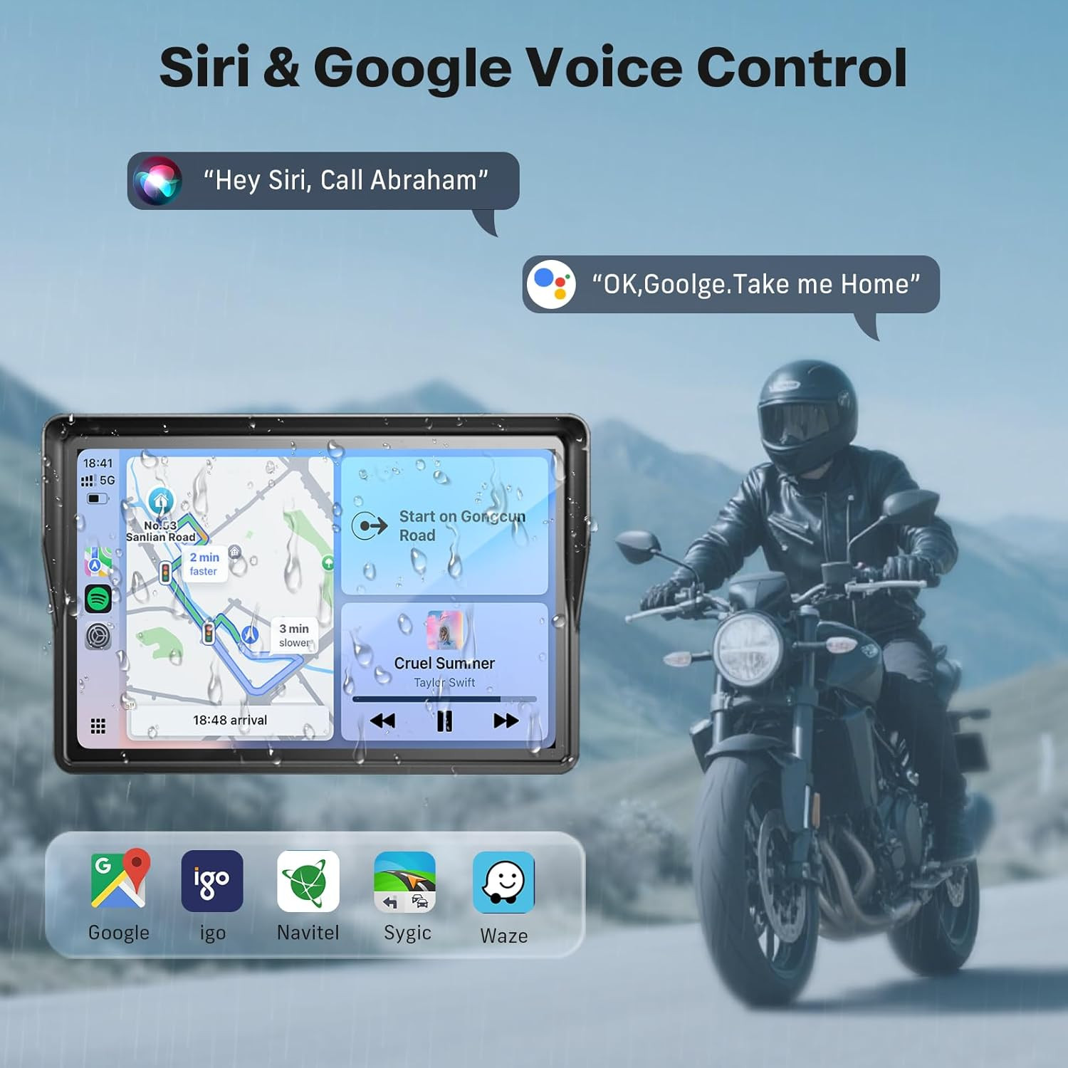 Motorcycle CarPlay/Android Auto 5" IPS Touchscreen GPS-Bluetooth-Weatherproof