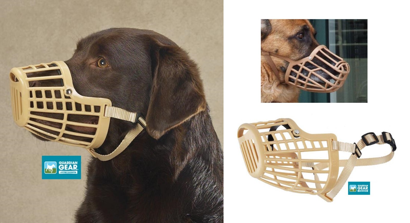 Guardian Gear XL DOG Quick Fit/Release Training Safety HEAVY DUTY BASKET MUZZLE