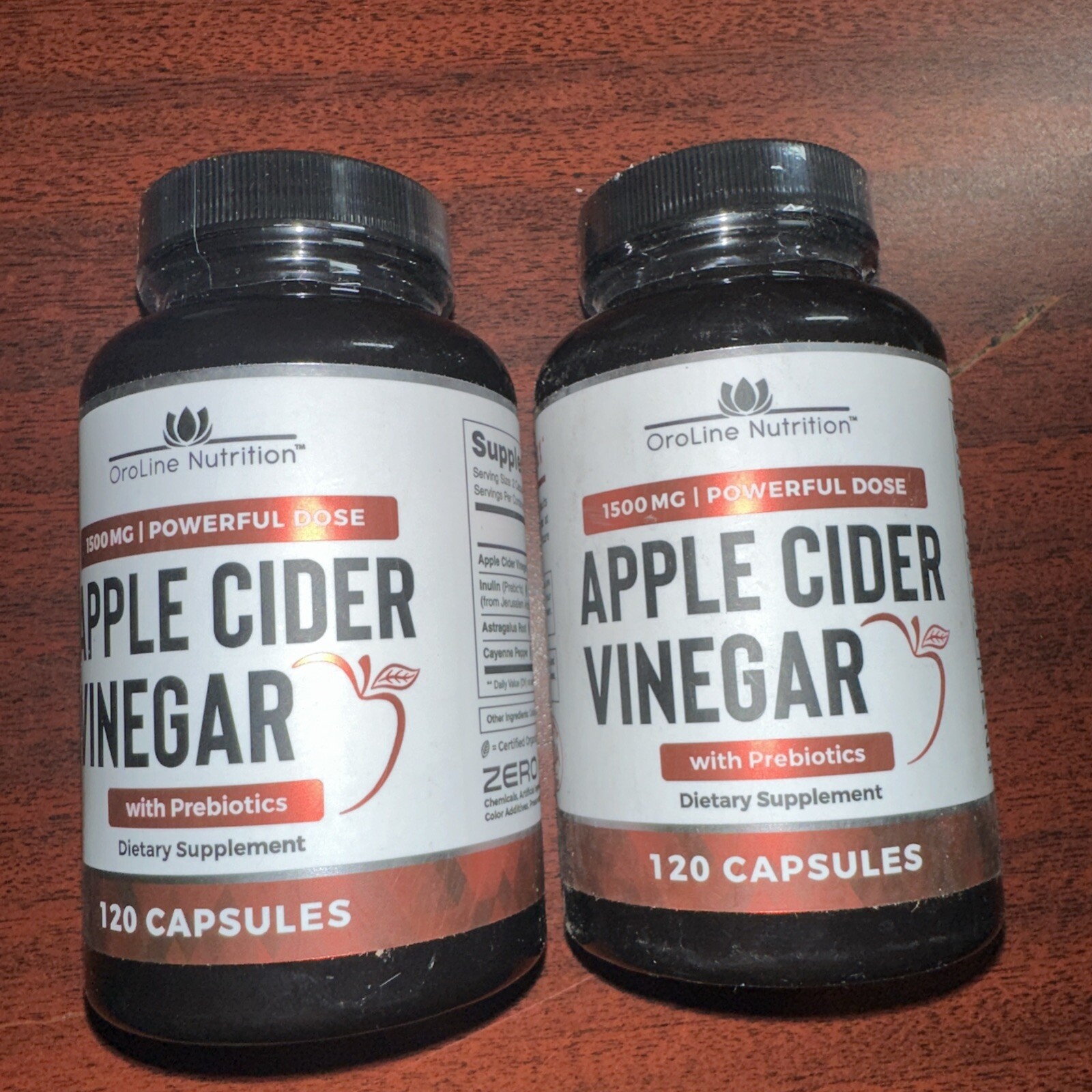 Apple Cider Vinegar with Prebiotics (Lot of 2x120 caps)  -240 Capsules 5/25 exp.